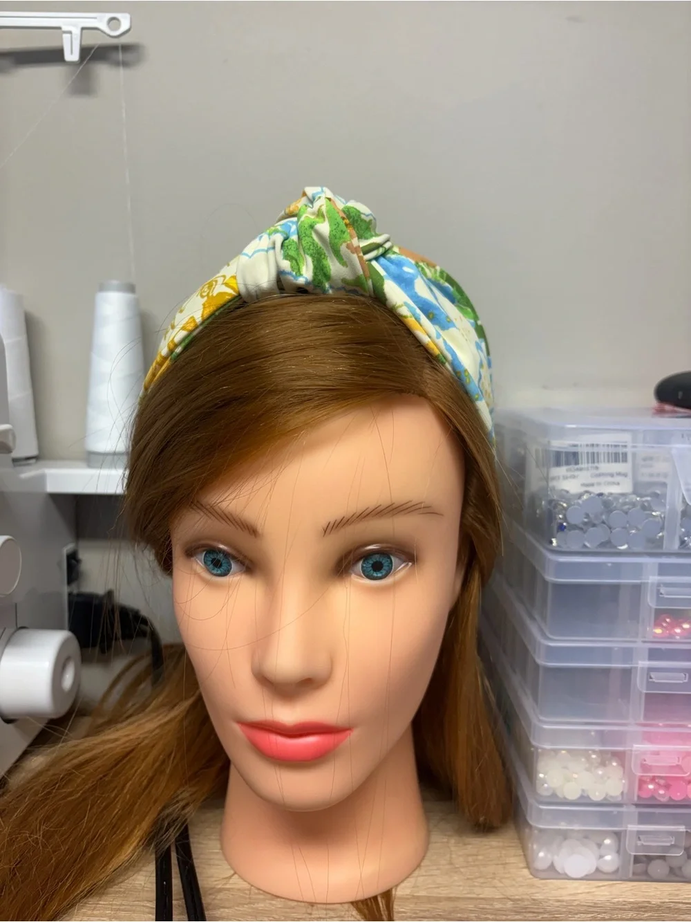 LP Floral Top knot Headband - Blue & Green